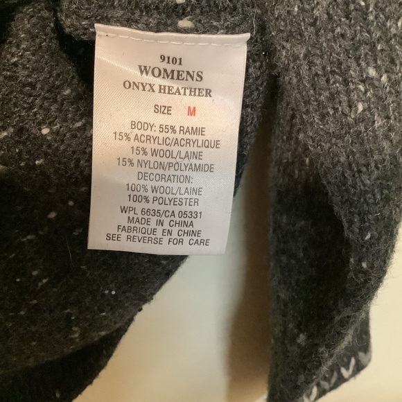 Woolrich Women’s med dark heather gray 1/4 zip up boxy wool blend sweater - Picture 5 of 8